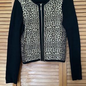 Chico's Black and Tan Leopard Cardigan